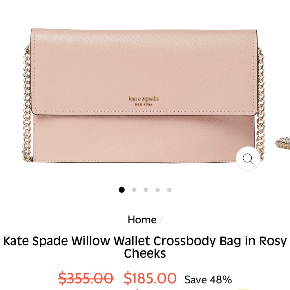 Kate Spade willow wallet crossbody purse + wallet, rosy cheeks light pink